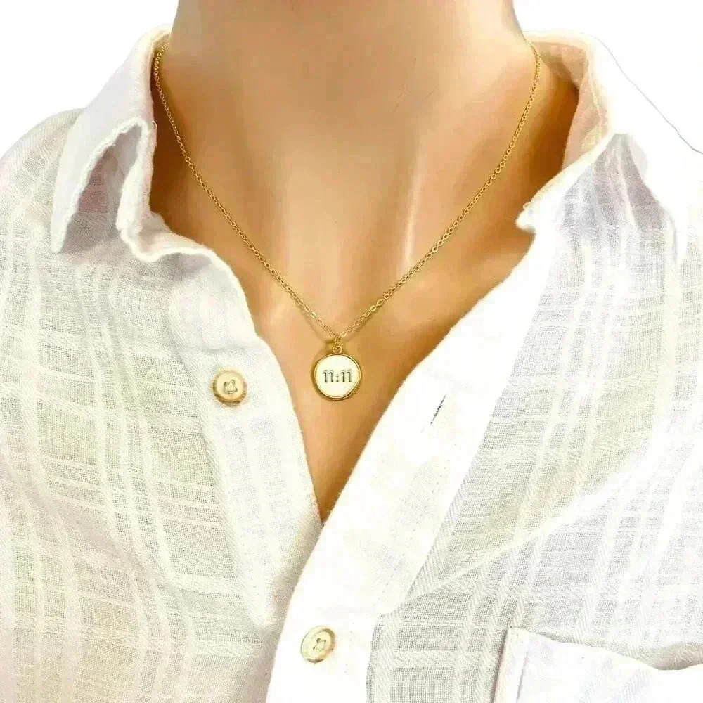 11 11 make a wish jewelry dainty gold coin angel necklace - Picture 3 of 10